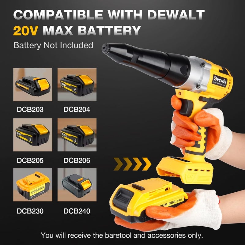 Decwls Store مسدس ربط لاسلكي كهربائي متوافق مع بطارية ديوالت 20 فولت ماكس، مجموعة أدوات ربط لاسلكية بدون فرش، مسدس ربط مع 3 أحجام (1/8"، 5/32"، 3/16") من المسامير ورأس الربط، ضوء LED (أداة فقط) - Image 3